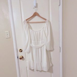 Womens Bell Sleeve Tie Back Dress Ruffled Off Shoulder A-Line Vintage Mini Dress